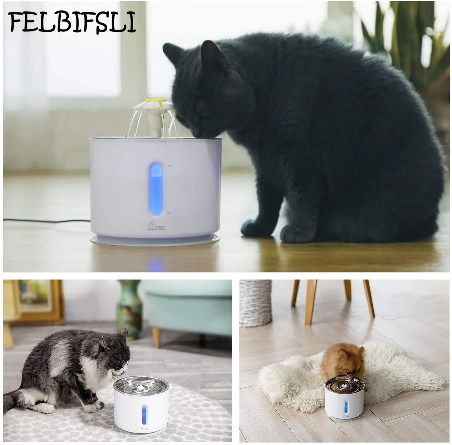 

Cat Water Fountain Stainless Steel, 81oz/2.4L Intelligent Pump with LED Indicator for Water Shortage Alert