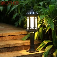 brother black lawn lamp outdoor retro led lighting waterproof classical for home villa path garden solar