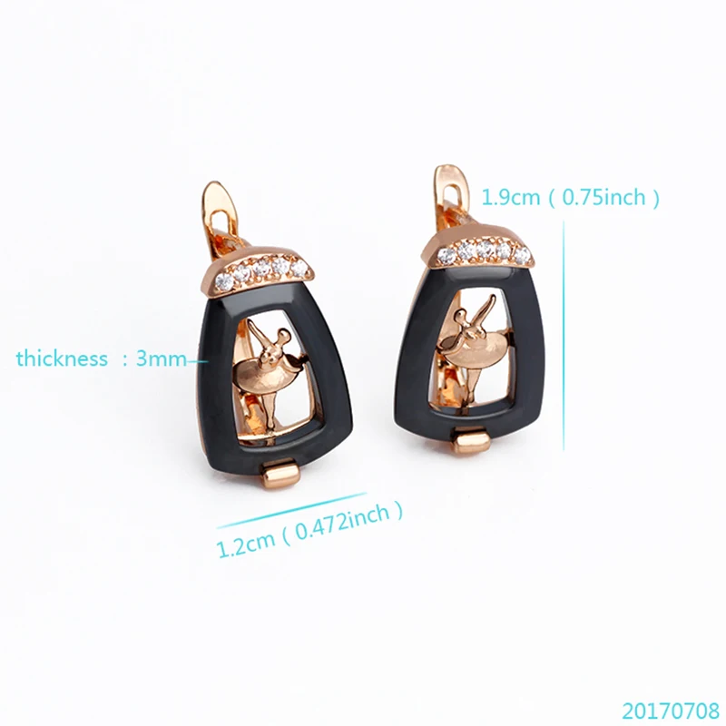 

New Fashion Black Ceramic Ballet Dancer Earring With AAA Zircon For Women of Gift Trendy Jewelry Cute Accessories 2020 JH Brand