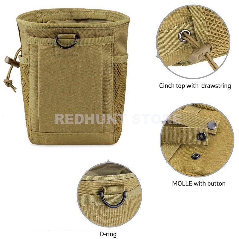 Tactical Molle Drawstring Magazine Dump Pouch Adjustable Military Utility Belt Fanny Hip Holster Bag Outdoor Ammo Pouch D Buckle images - 6