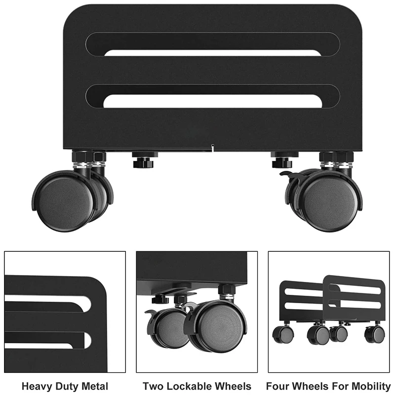 

Adjustable Computer Tower Desktop Case Heavy Duty PC Tower Stand, CPU Steel Rolling Cart Mobile PC Stand Holder