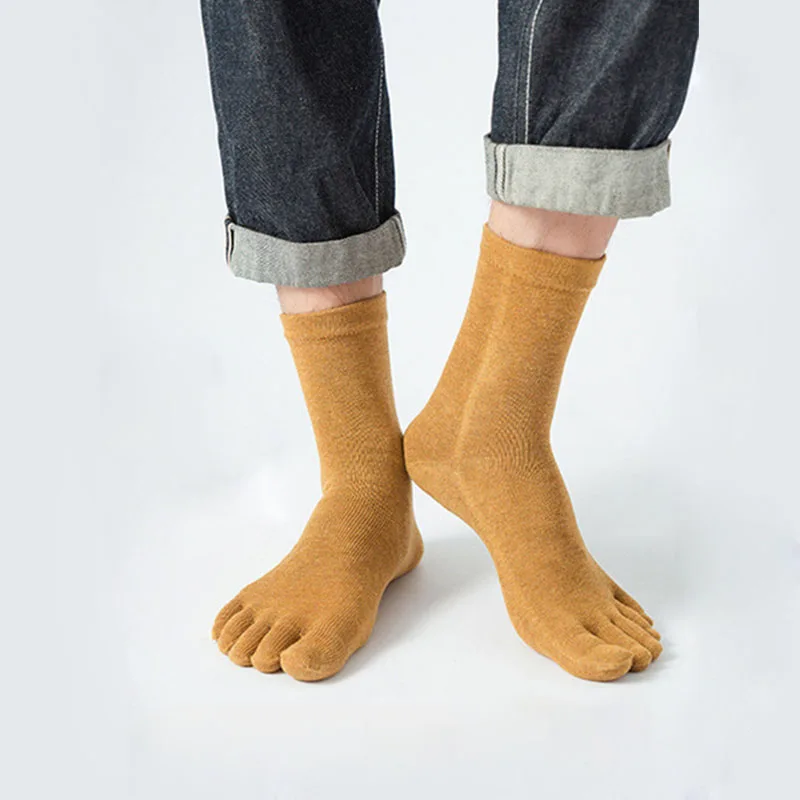 5 Pairs Japanese Harajuku Toe Fingers Socks Mens Womens Retro Cotton Business Sock Short Casual Crew Socks with Toes Multicolor