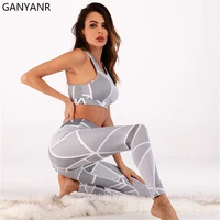 ganyanr fitness clothing yoga set seamless sportswear jogging workout suit tracksuit sport bodysuit crop tops women gym sweat