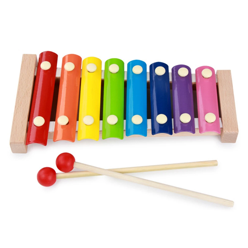 

Exquisite Wooden Knockable Eight Tone Xylophone Frame Style Baby Educational Toys Multi Color Knockable Vocal Bead Toys