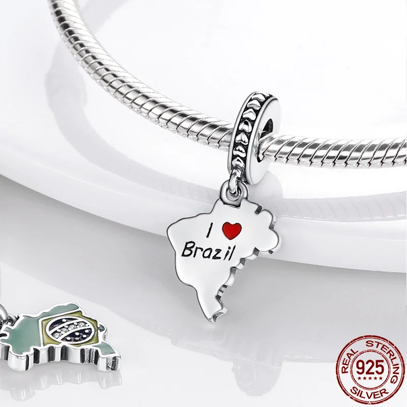 Женский браслет из серебра 2021 пробы с картой Бразилии | Украшения и аксессуары