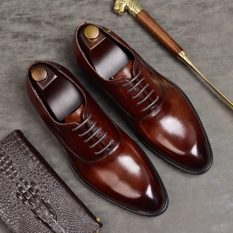 

Мужские официальные туфли из натуральной кожи, оксфорды для мужчин, Итальянская Классическая обувь 2020, свадебные кожаные деловые туфли на ш...