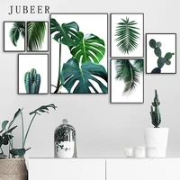 fresh green posters and prints cactus big tropical leaves canvas painting plants nordic decorative picture wall art picture