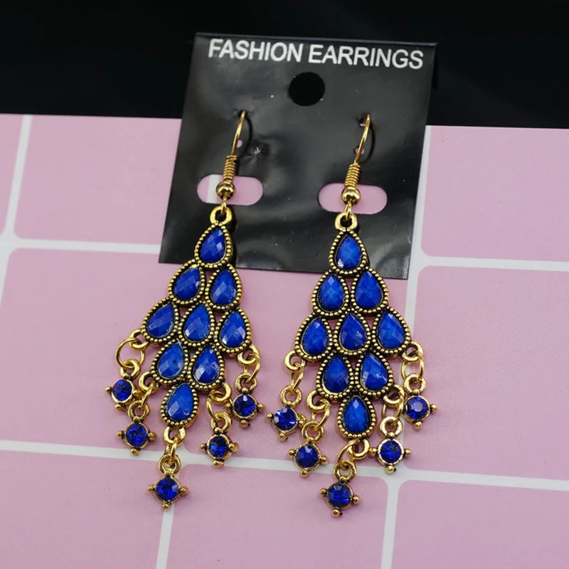 Национальный Стиль серьги для женщин сплав инкрустированные с искусственными