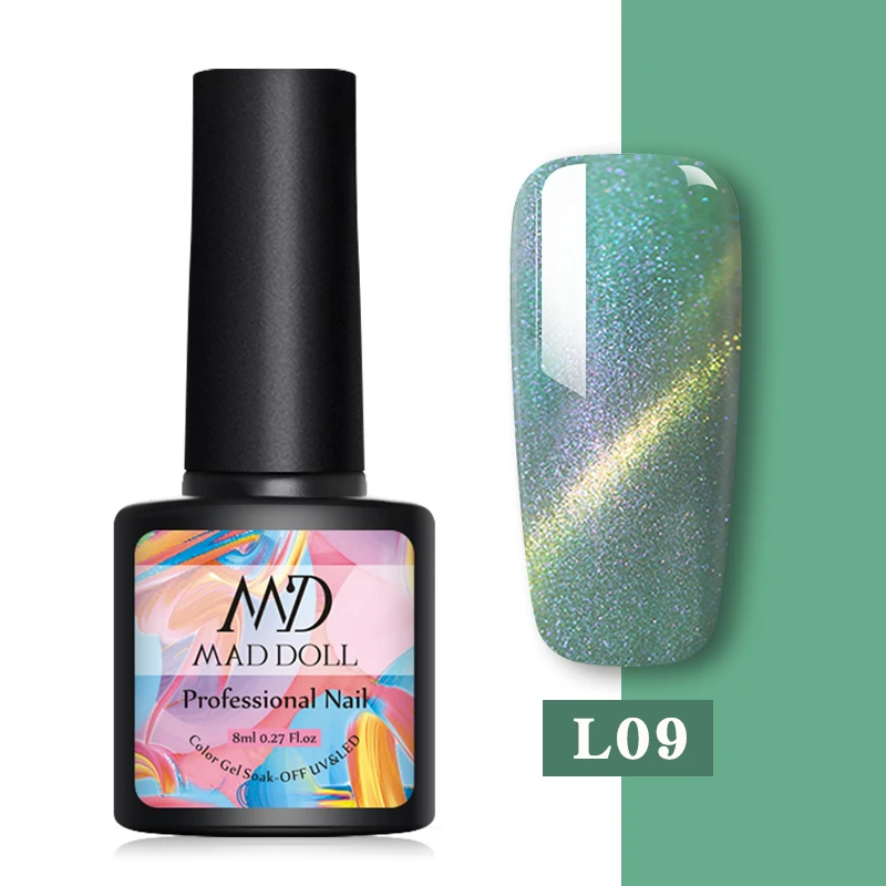 L09 MD MAD DOLL Магнитный Гель-лак голографический лак для ногтей кошачий глаз УФ Гель-лак Блестящий Гель-лак дизайн ногтей DIY маникюр - Цвет: L09