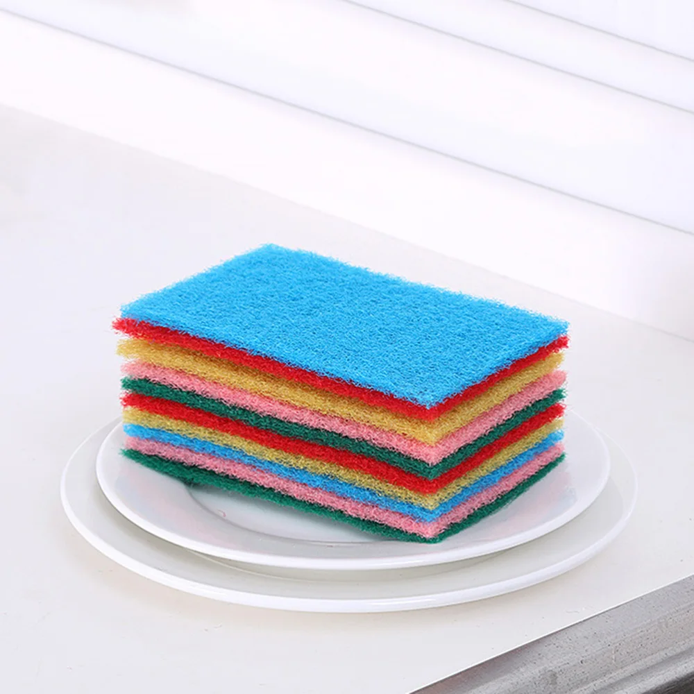 

100PCS Colorful Scouring Pads Sponge Cleaning Dishcloths Bowl Scrubbers for Kitchen (Random Color)