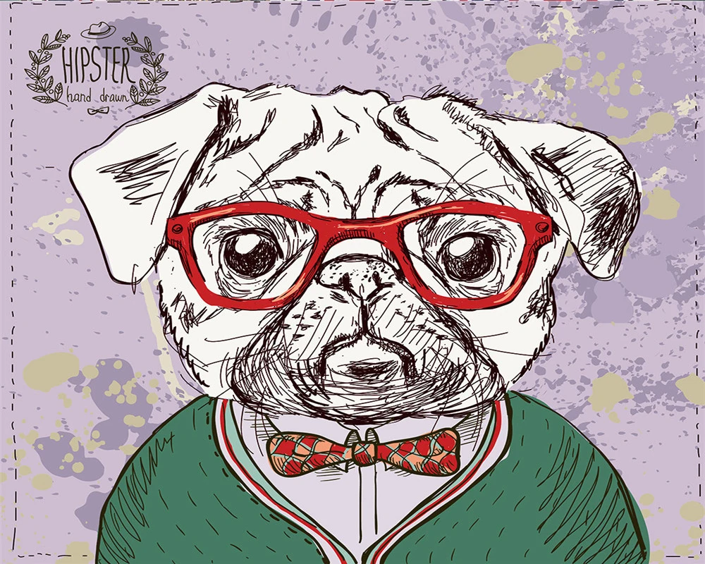 

3d Cartoon Animal Modern Curtain 3d Blackout Curtain Dog with Glasses Window Treatment Drapes Home Decor Curtain