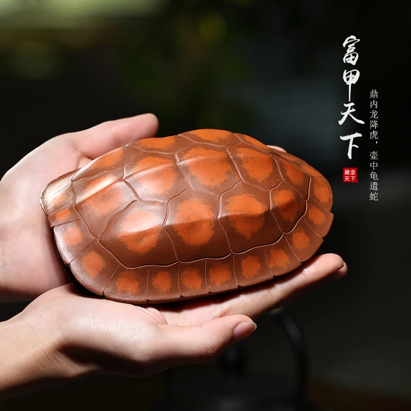 

★Yixing handmade purple clay tea favorite ornaments Purple Clay Pile painted turtle shell