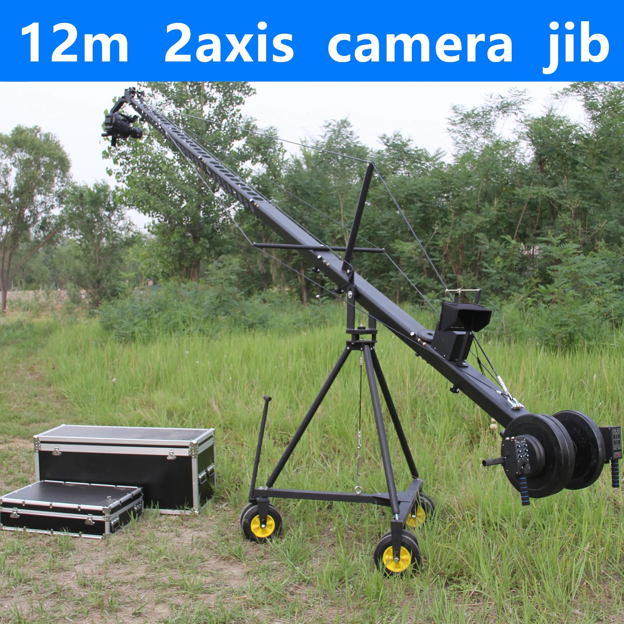

jimmy jib camera 12m 2-axis 6-wheel tripod motorized dutch head camera crane for sale Factory supply
