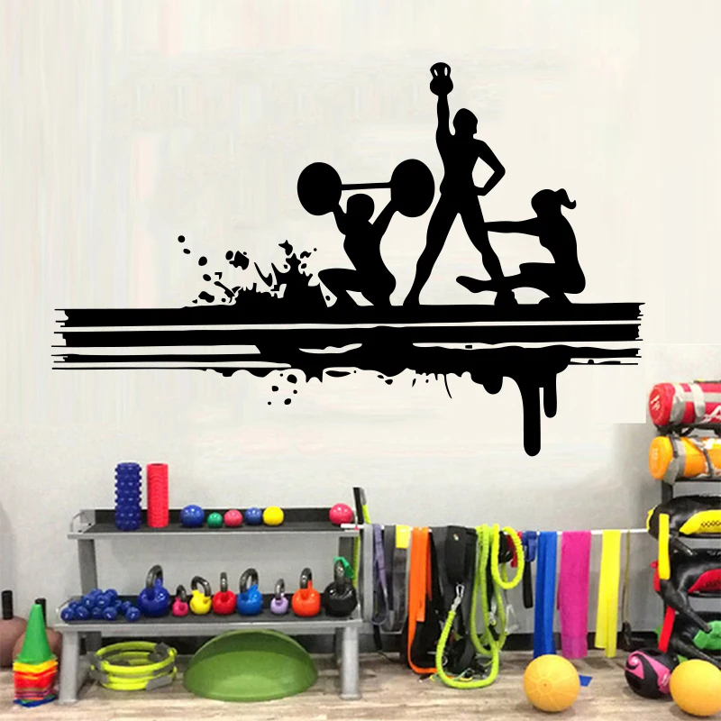 Виниловая вырезка для фитнеса клуба женского здоровья бодибилдинга гантели обои