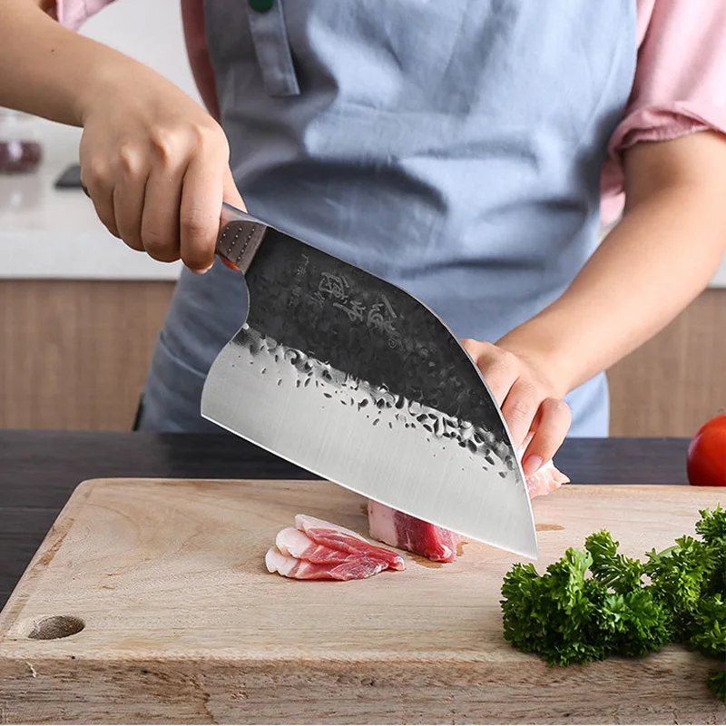 Нож для мясника из углеродистой стали LiangDa кованый китайский нож ручной работы с