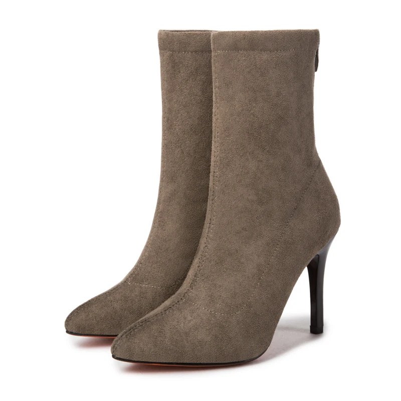 Новые женские ботинки-носки с острым носком эластичные высокие ботильоны на