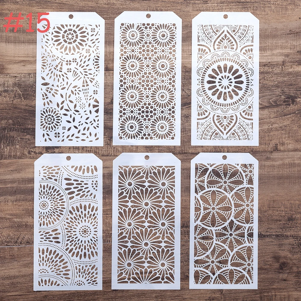 

6 PCS 12*24 cm Seamless Stencil for Scrapbooking Painting album Paper Card Making Craft Decorative Embossing Template