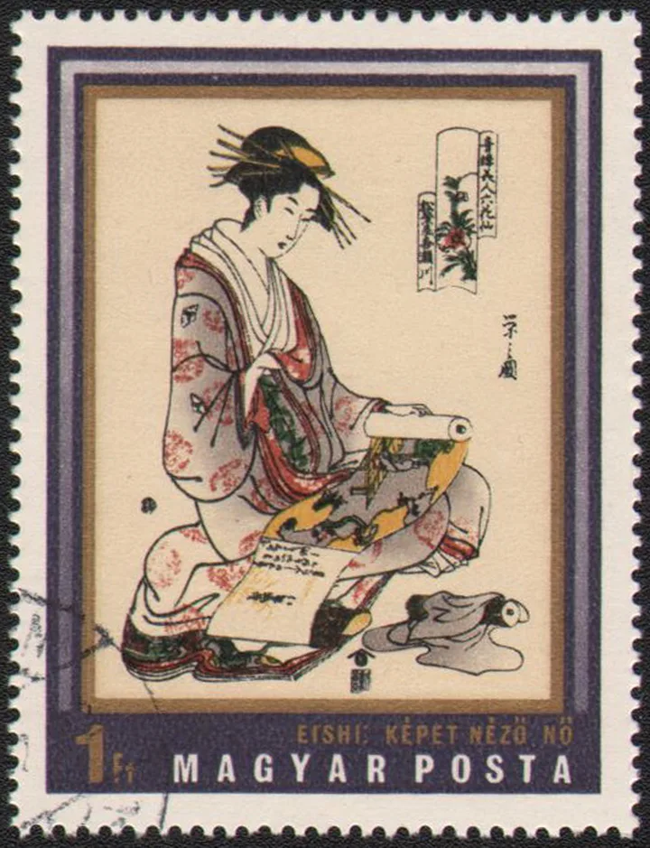 

1 шт./компл. почтовые марки Венгрии, почтовые марки с изображением древней японской леди для коллекционирования