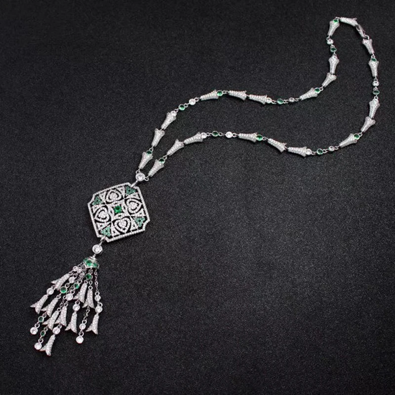 

Лидер продаж, Брендовое вечерние ное праздничное ювелирное изделие для женщин, ожерелье с подвеской-кисточкой и кристаллами, ожерелье в фор...