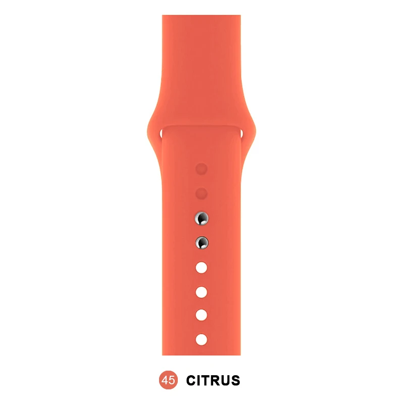 Citrus color Мягкий силиконовый сменный спортивный ремешок для Apple Watch версии 4, 3, 2, 1, 42 мм, 38 мм, браслет на запястье, ремешок для iWatch 4, 40 мм, 44 мм, спортивный - Цвет ремешка: Citrus color