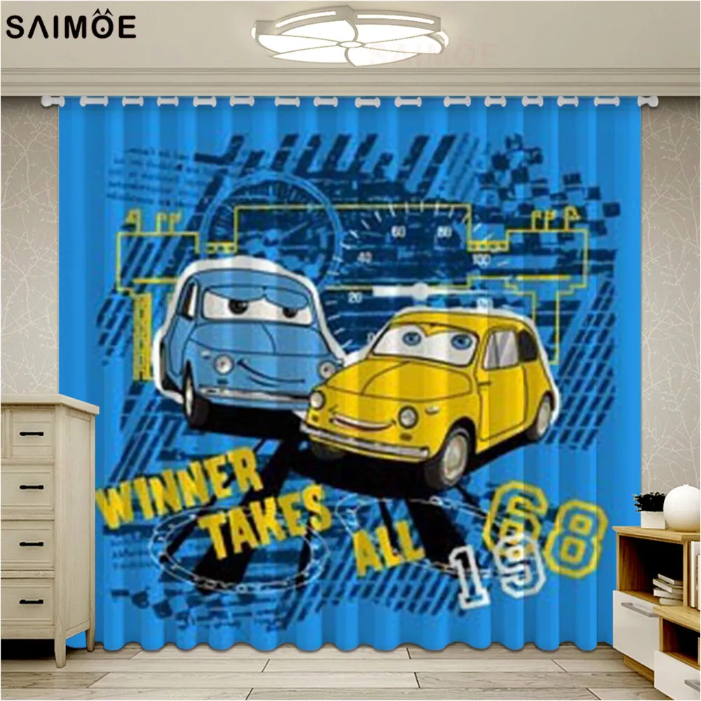 

Cartoon Car Blackout Curtains for Living Room Bedroom Kids Room Decorative Window Treatment Curtains Drapes