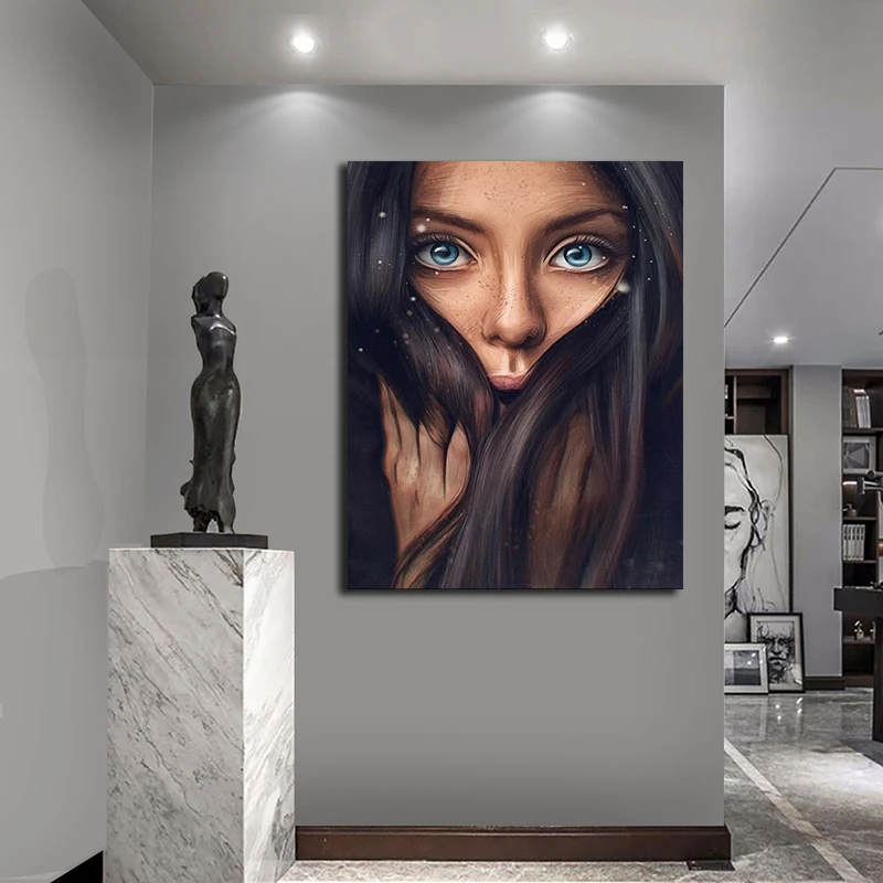 Девушка длинные волосы портрет холст живопись печатных Для женщин уход за кожей