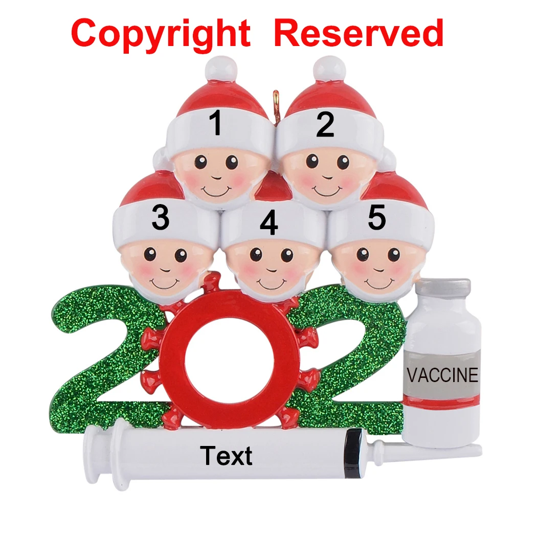 

2021 Survived Family Ornament Resin Xmas Decoration Commemorate Quarantined at Home Personalized Vaccine Tree Christmas Ornament