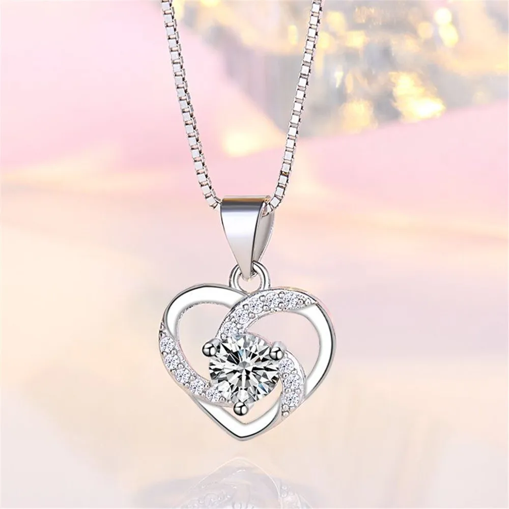 

Luxury Crystal CZ Love Heart Pendant Necklaces Women Party Jewelry Gifts