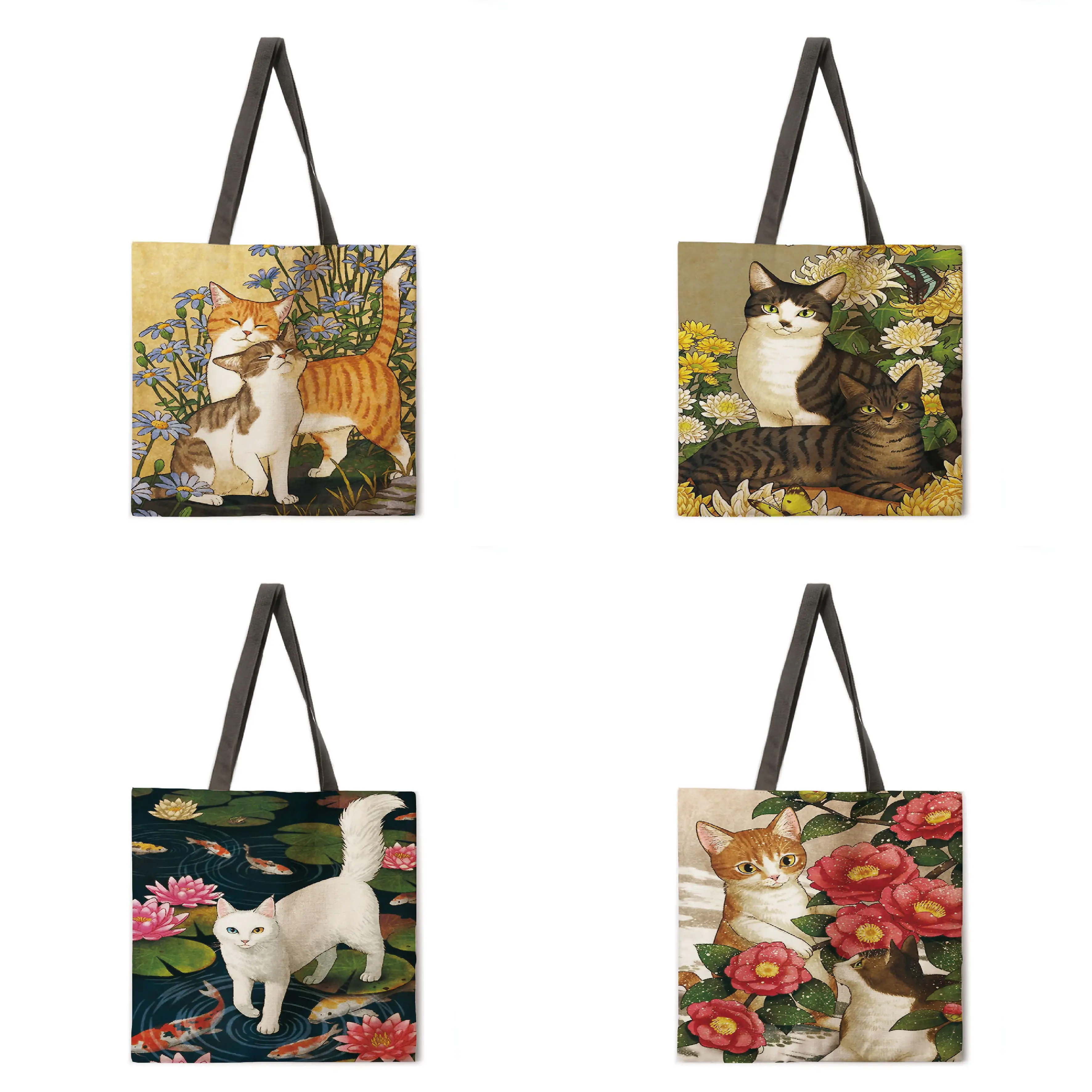 

Healing Cat Print Tote Bag Ladies Casual Tote Bag Ladies Shoulder Bag Ladies Beach Tote Bag Foldable Shopping Bag