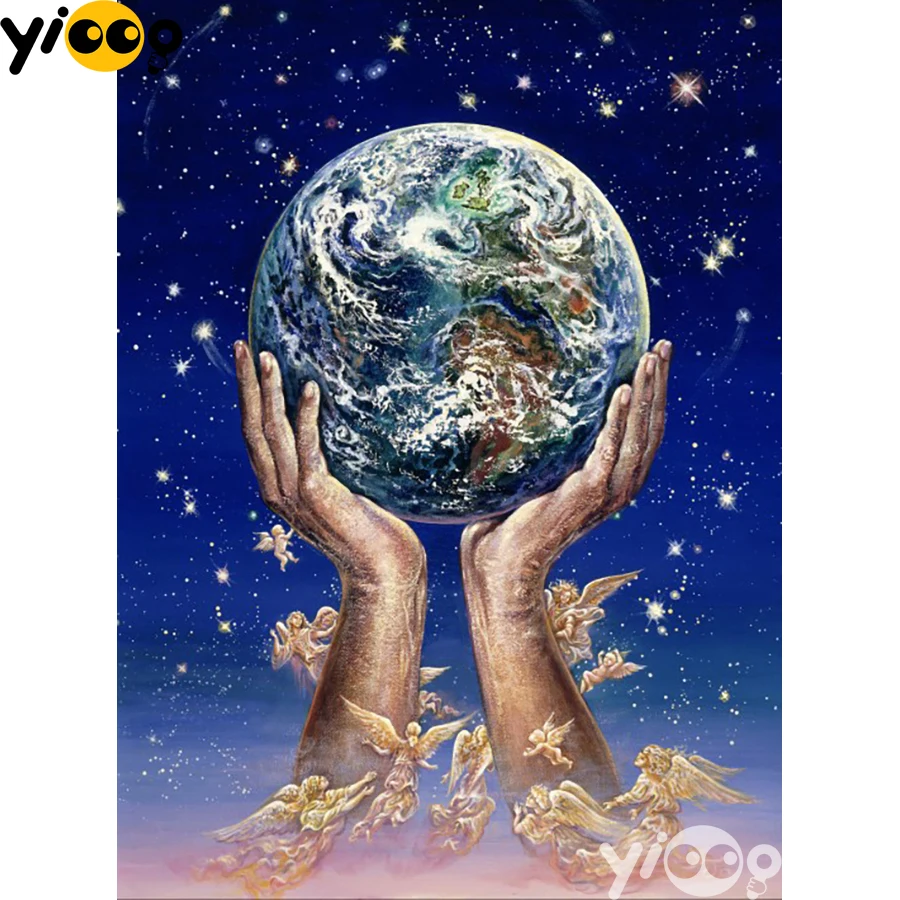 

Full Square/Round Drill Diamond Painting Cross Stitch Embroidery Earth on Hand Rhinestone Mosaic Home Decor Gift AX2253