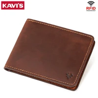 kavis quality leather mini credit card holder business for men new male small wallet thin zipper slim coin purse brown perse