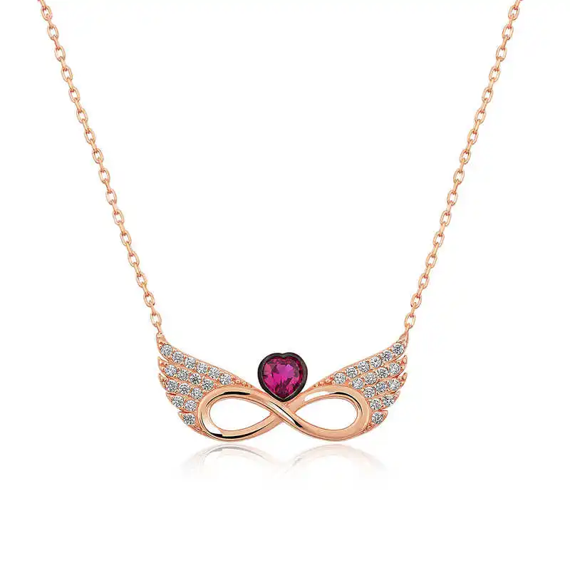 

Real Silver 925 Jewelry Silver Winged Infinite Heart Necklace