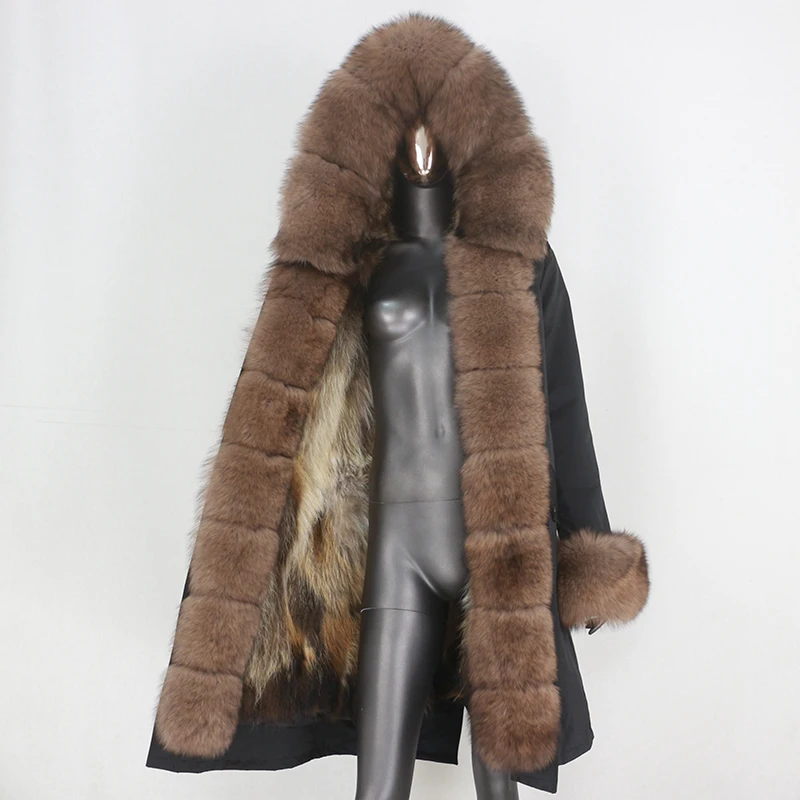 Женская парка со съемным мехом CXFS длинная теплая натуральным лисьим новинка