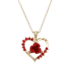 Женское колье с подвеской в виде красной розы, простое ожерелье с золотистыми кристаллами, ожерелье до ключиц, чокер, 2020