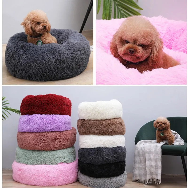 

Sleep Luxury Soft Plush Dog Bed Round Shape Sleeping Bag Kennel Cat Puppy Sofa Bed Pet House Winter Warm Beds Cushion Cat Bed