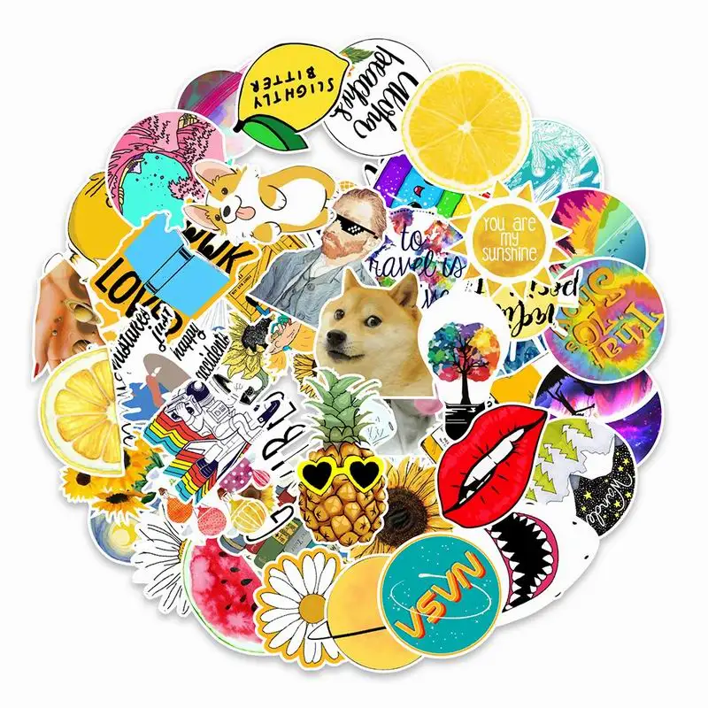 

53pcs Car Personality Sticker Fresh Summer Skateboard New Theme Graffiti Stickers Auto Motorcycle Body Graffiti Sticker