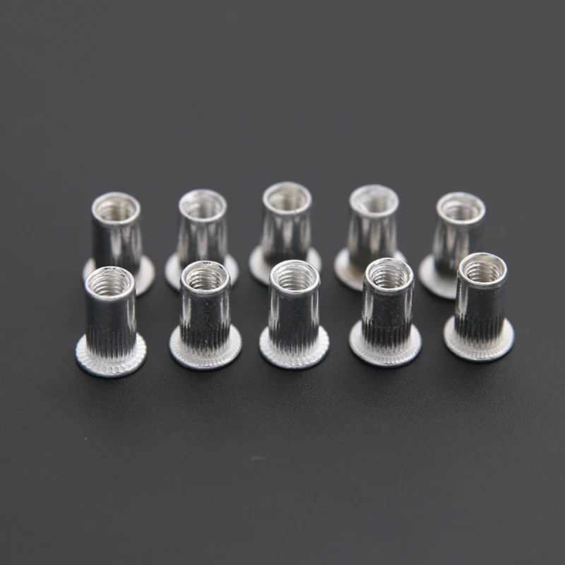 

30Pcs Aluminum Alloy/ Carbon Steel, Zinc Plated M3 M4 M5 M6 M8 Rivet Flat Head Threaded Insert Nutsert Cap Nut Kit