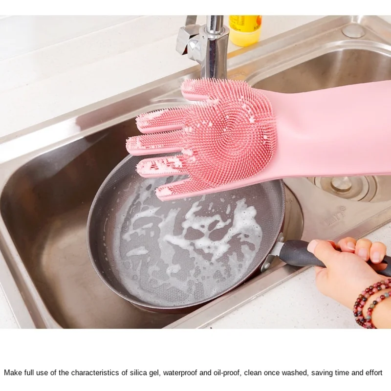 1 пара силиконовые перчатки для уборки Нескользящая прочная волшебные мытья