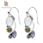 Женские серьги-подвески с аметистом, из серебра 2019 пробы