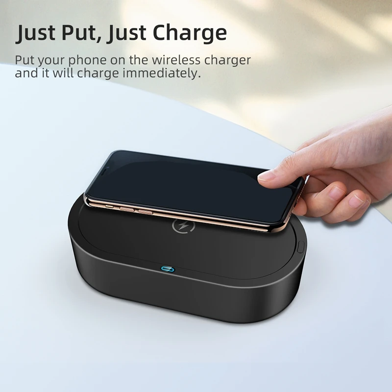 Беспроводная зарядка дезинфекция коробка 2 в 1 мобильный телефон УФ Дезинфекция