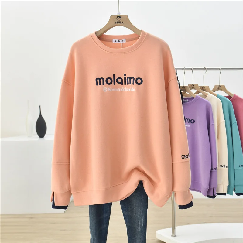 Women Sweetshirts Long Sleeve O Neck Casual Blouses Korean Fashion Vintage Autumn Clothes Solid Color Hoodie Harajuku Pullover