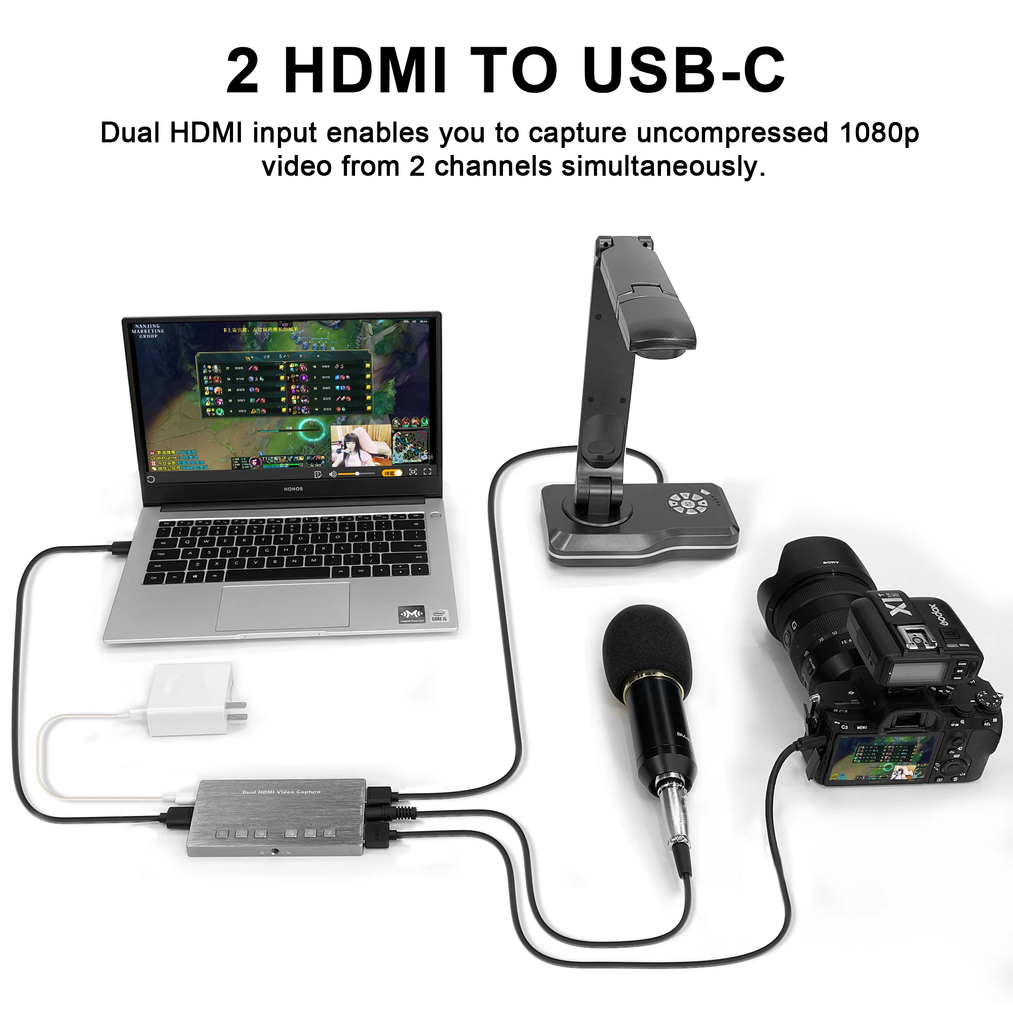 Видеозахват JOYUSING Dual HDMI видео и аудио Full HD высокопроизводительная
