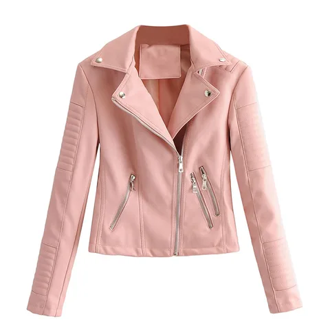 Женская куртка из искусственной кожи, однотонная плиссированная куртка на молнии с длинным рукавом, верхняя одежда, весна-осень 2020