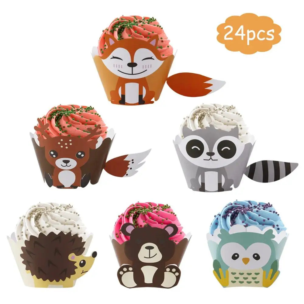 Cupcake wrappers 1 FENGRISE джунгли баннер на день рождения Amimal гирлянда на день рождения бумажная гирлянда флаг пальмовый лист баннер Babyshower сафари животное Вымпел - Color: Cupcake wrappers 1