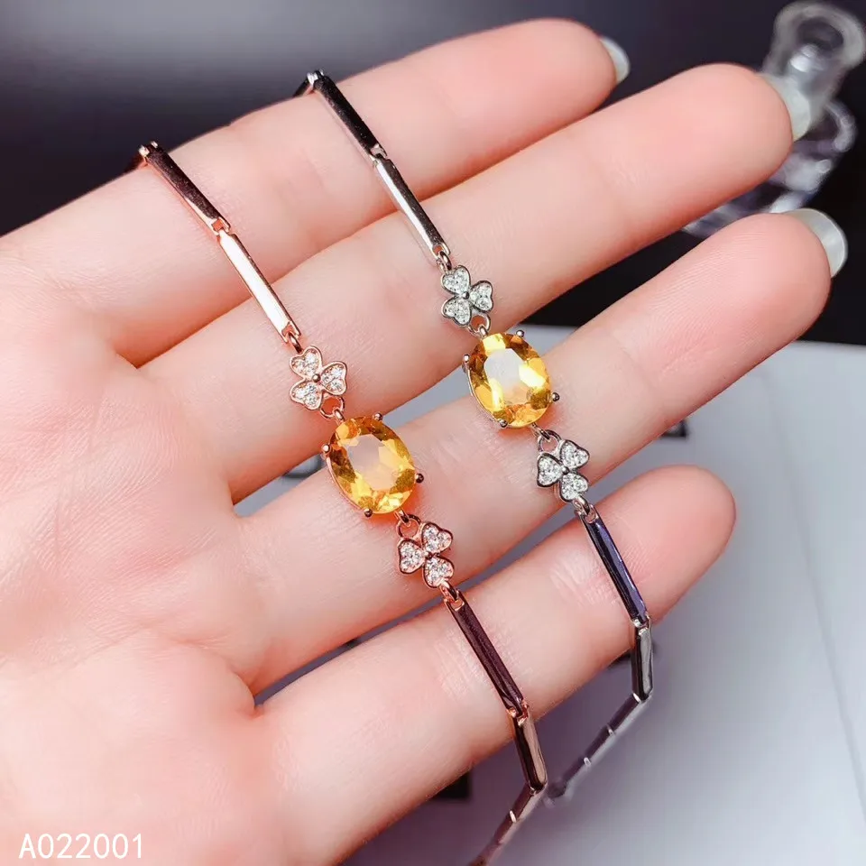 

KJJEAXCMY fine jewelry Citrine 925 sterling silver new gemstone women hand bracelet luxury hot selling