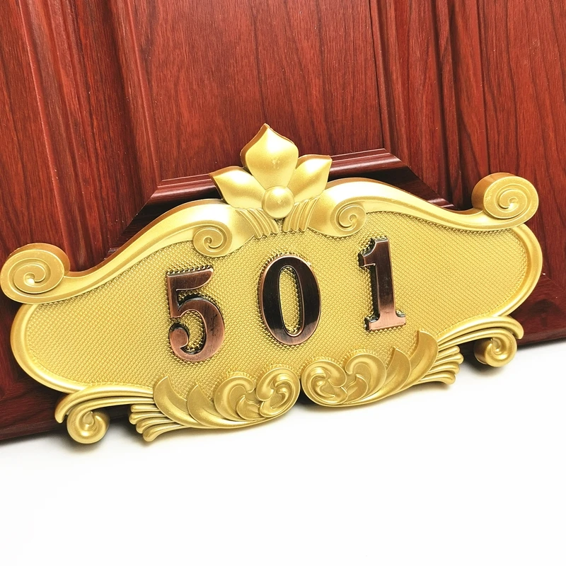 Имитация металлического бронзового номера дома ABS пластиковая дверная пластина