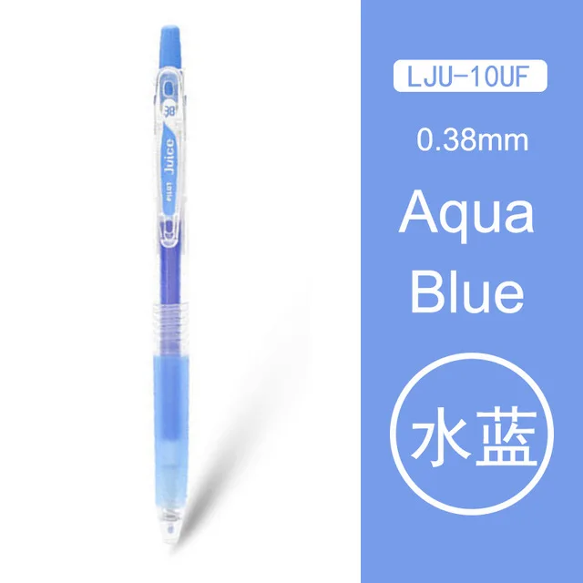 Aqua Blue 1 штука, Япония, одна ручка Pilot Juice, 0,38 мм, гелевая ручка, 24 цвета, для школы, офиса, канцелярские принадлежности, LJU-10UF - Цвет: Aqua Blue