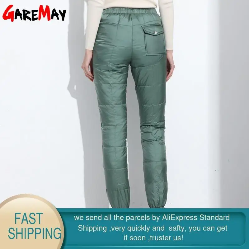 2018 Зима вниз брюки женщин случайный верхней одежды эластичный пояс рабочая