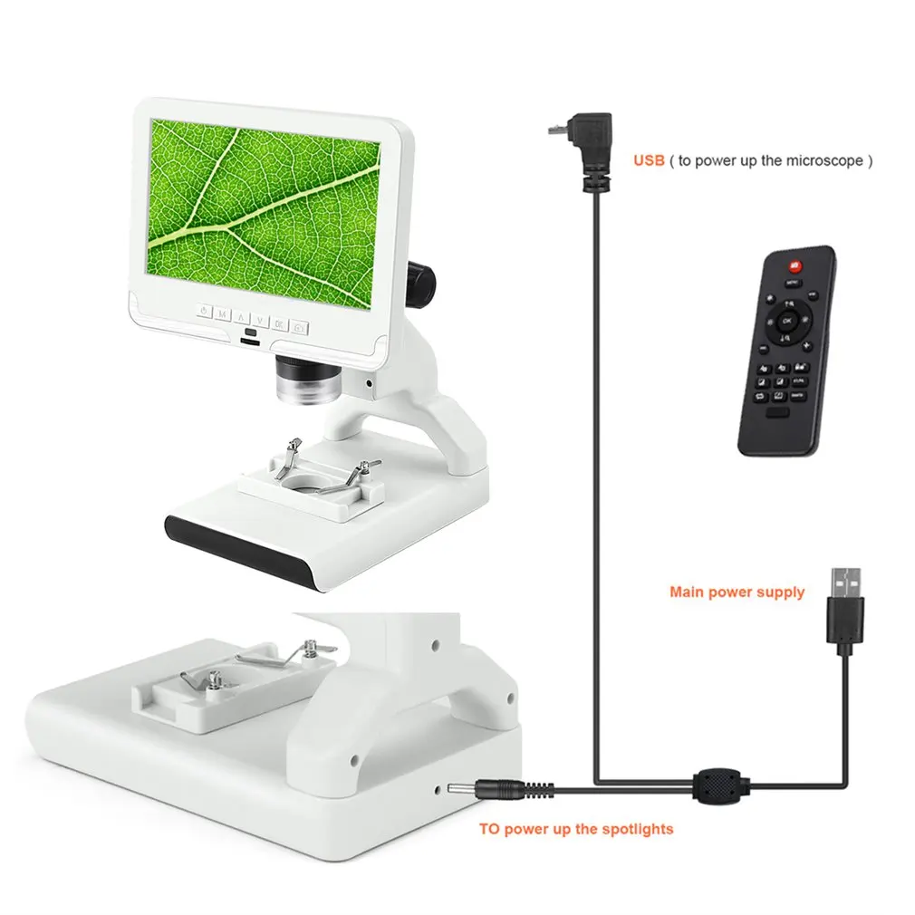 

2MP Digital Microscope 7 Inch LCD Screen Microscopes With Plastic Stand For School Student Coins Jeweler