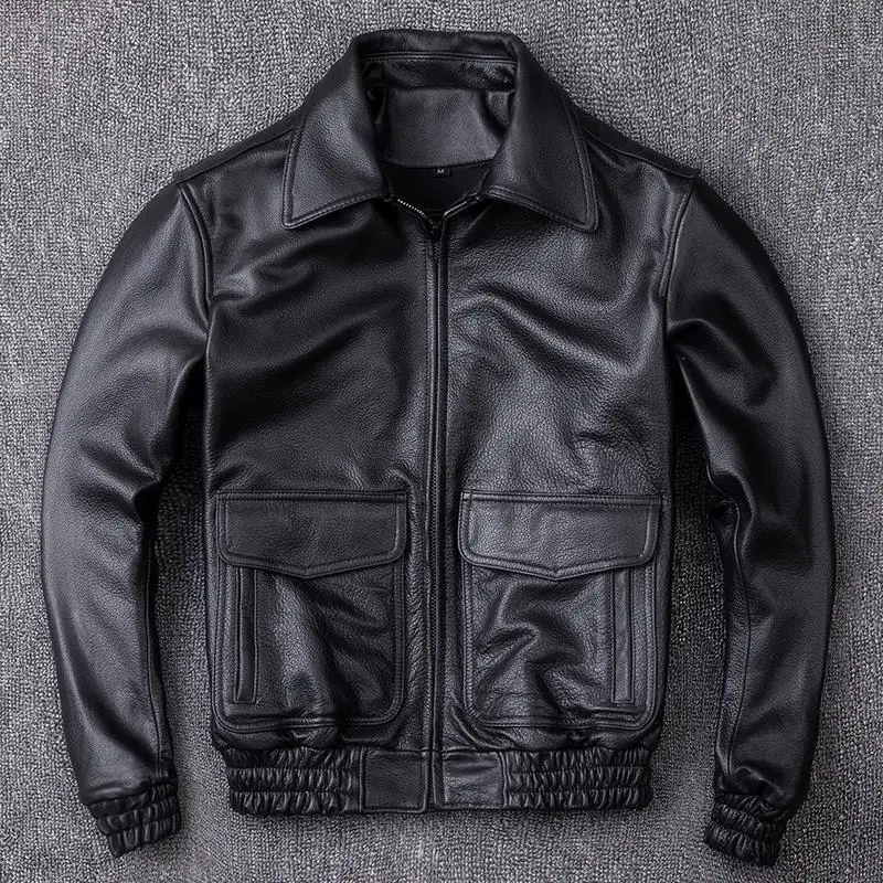 Новинка Мужская классическая кожаная куртка A2 коровья кожа - Цена: 11866.67